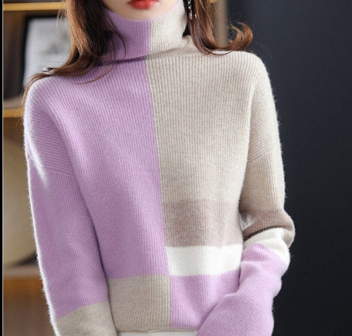 Lively® Vêtements automn & hiver Violet / S Col roulé à motif en cachemire | Lively®